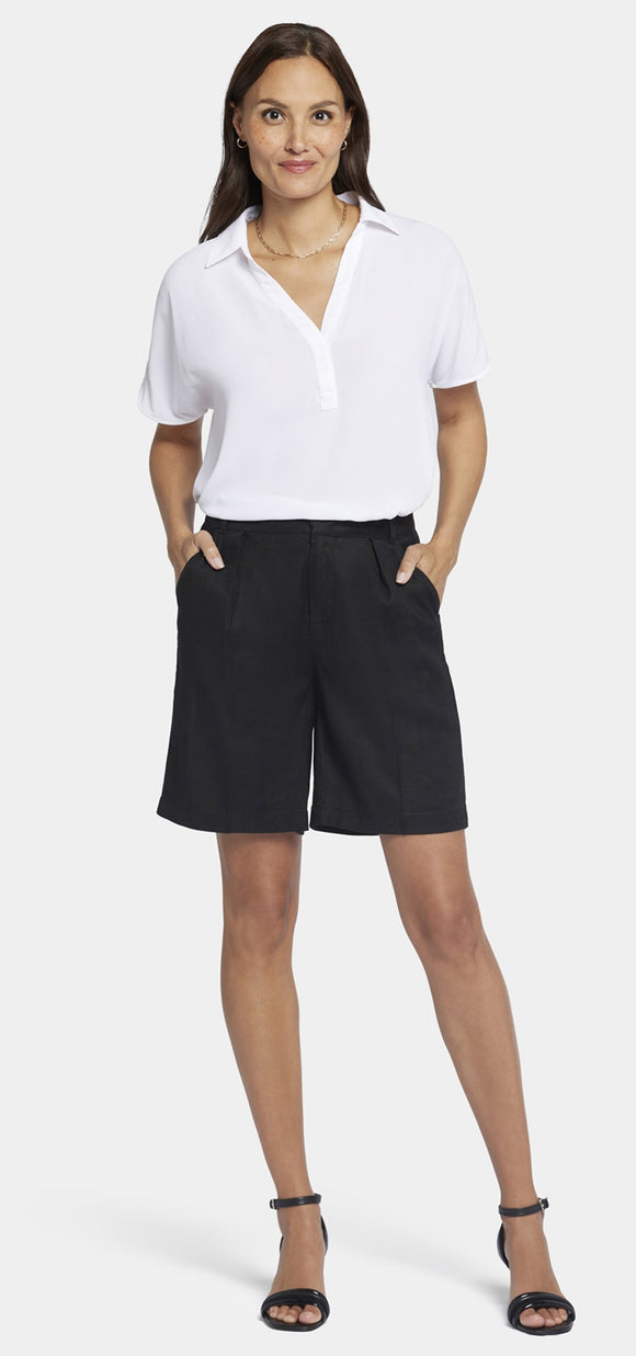 Relaxed Short Black Stretch Linen | Black | Shorts | NYDJ