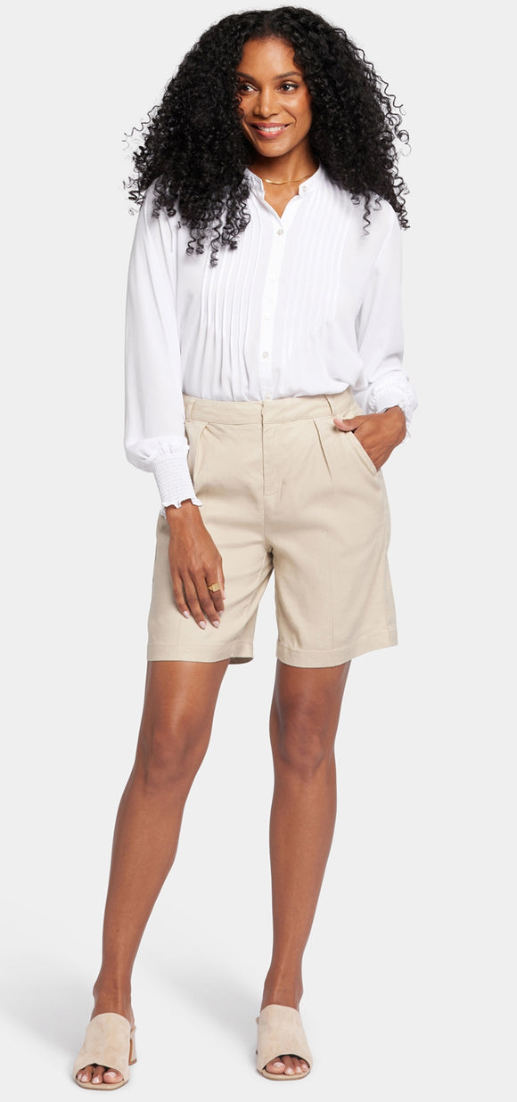 Relaxed Short Beige Stretch Linen | Feather | Shorts | NYDJ