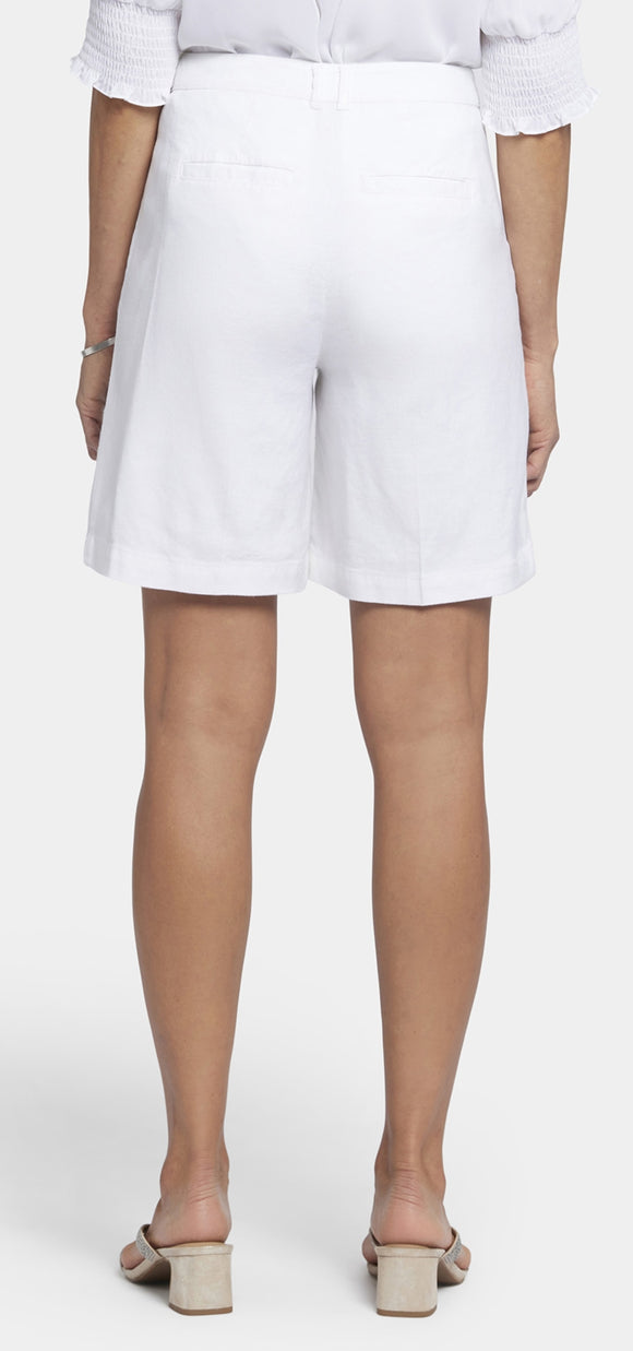 Relaxed Short White Stretch Linen | Optic White | Shorts | NYDJ