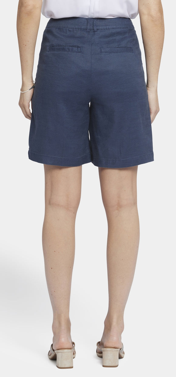 Relaxed Short Dark Blue Stretch Linen | Oxford Navy | Shorts | NYDJ