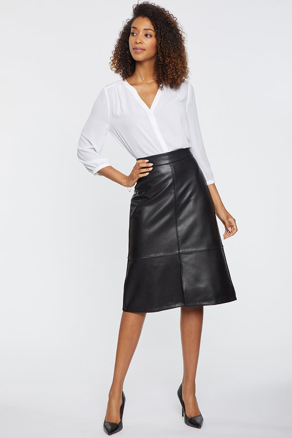 A-Line Skirt Black Faux Leather | Black | Skirt | NYDJ