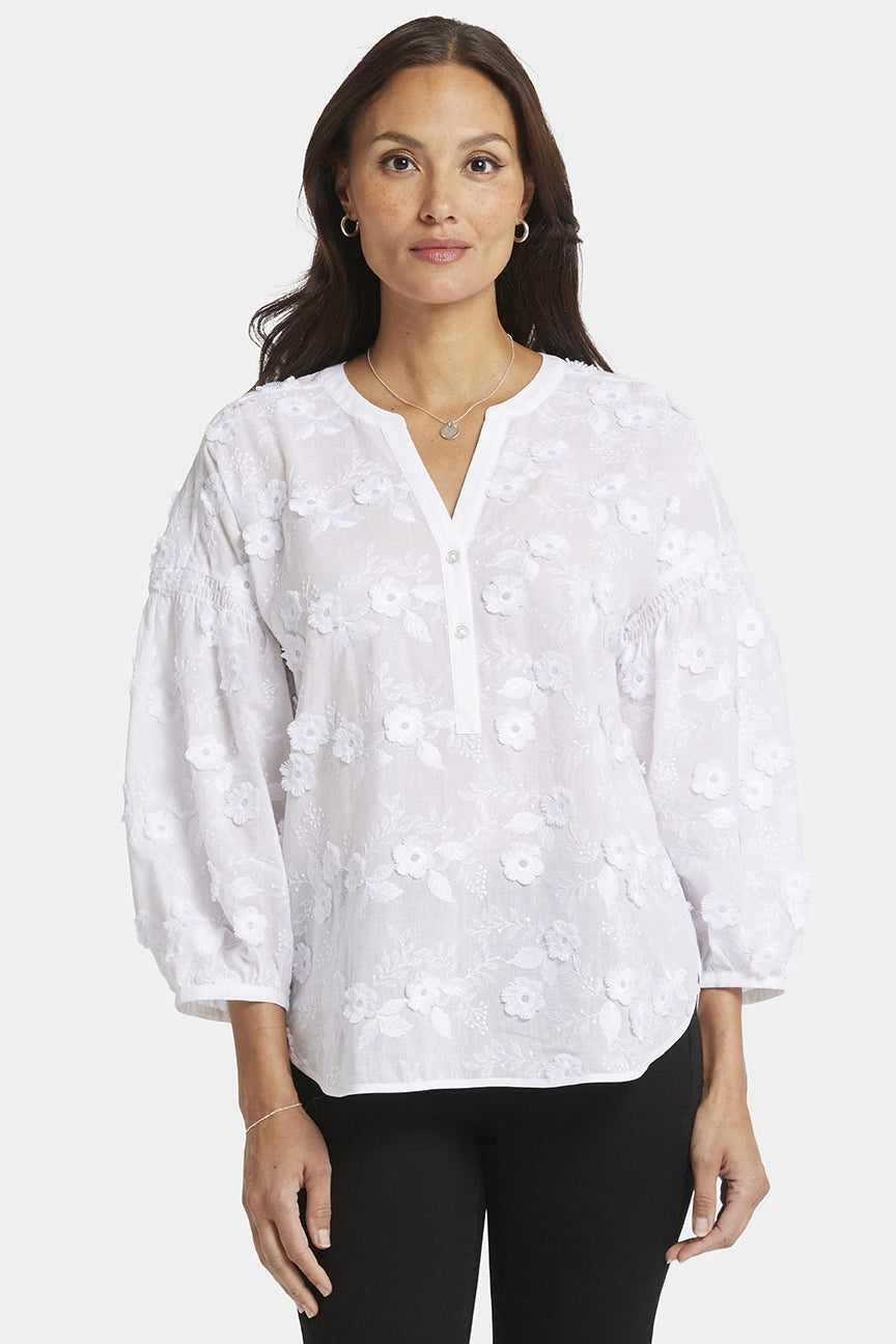 Paulina Peasant Blouse White | Optic White | Blouse | NYDJ