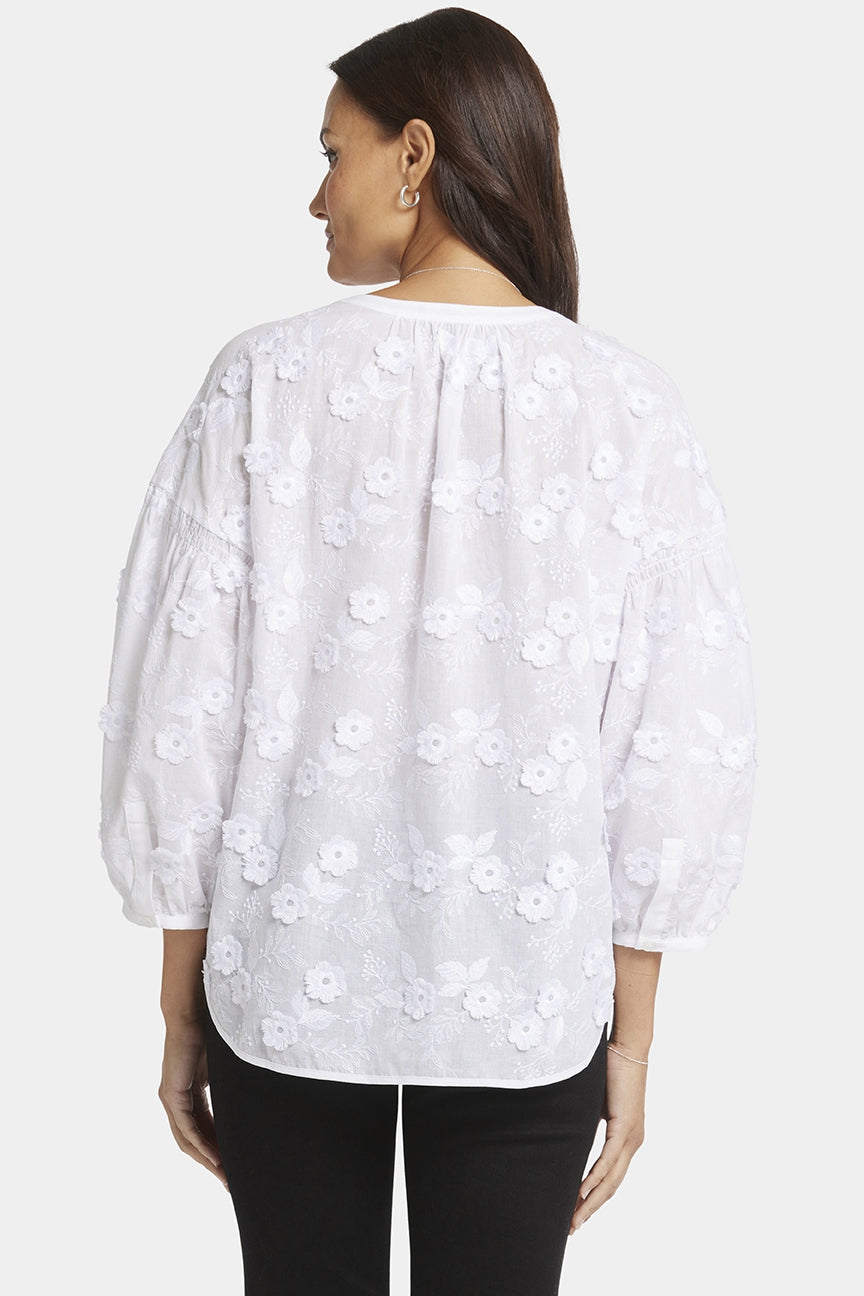 Paulina Peasant Blouse White | Optic White | Blouse | NYDJ