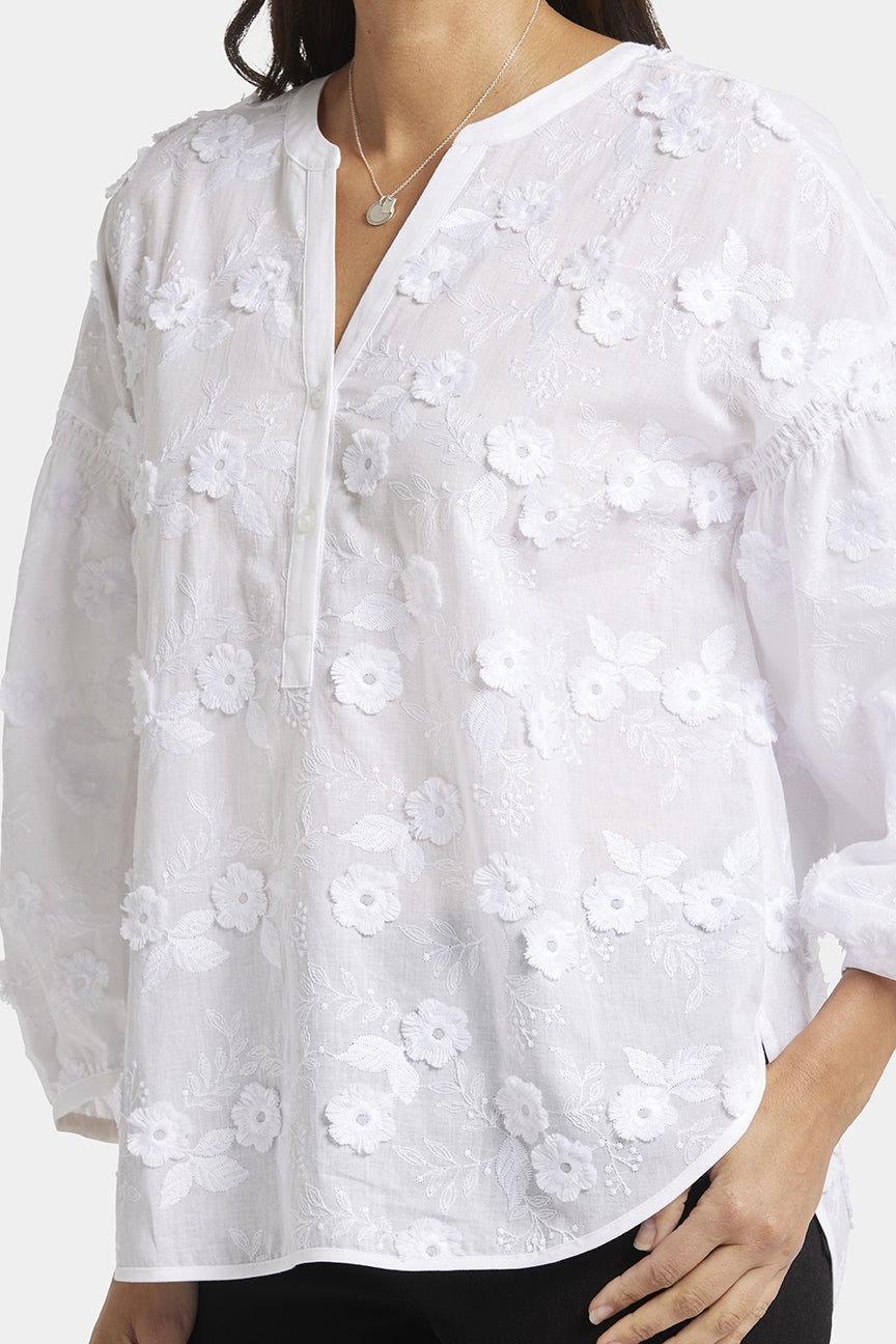 Paulina Peasant Blouse White | Optic White | Blouse | NYDJ