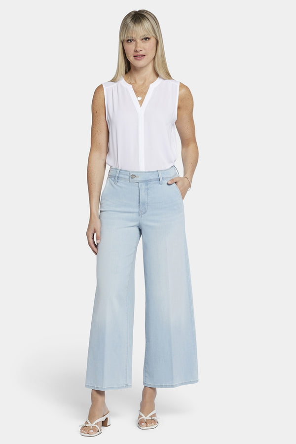 High Rise Mona Wide Leg Ankle Jeans Light Blue Premium Denim | Oceanfront | Pants | NYDJ