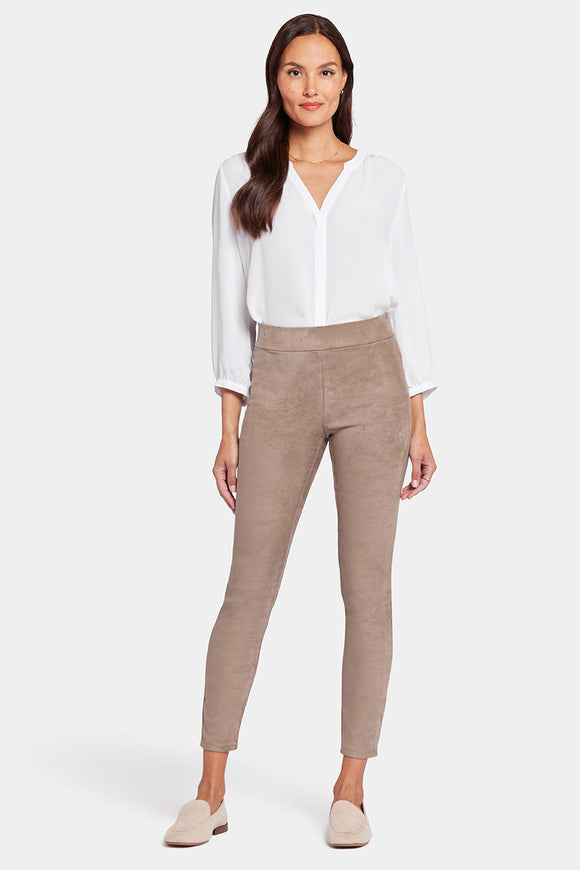 Basic Legging Trouser Light Brown Stretch Faux Suede | Saddlewood | Legging | NYDJ