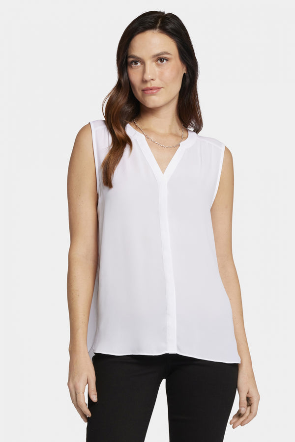 Sleeveless Pintuck Blouse White | Optic White | Top | NYDJ