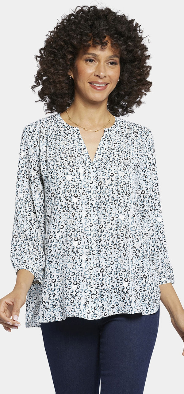 Pintuck Blouse Animal Print | Silverdale | Blouse | NYDJ