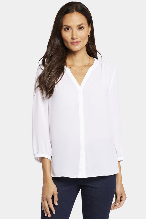 Pintuck Blouse White | Optic White | Blouse | NYDJ