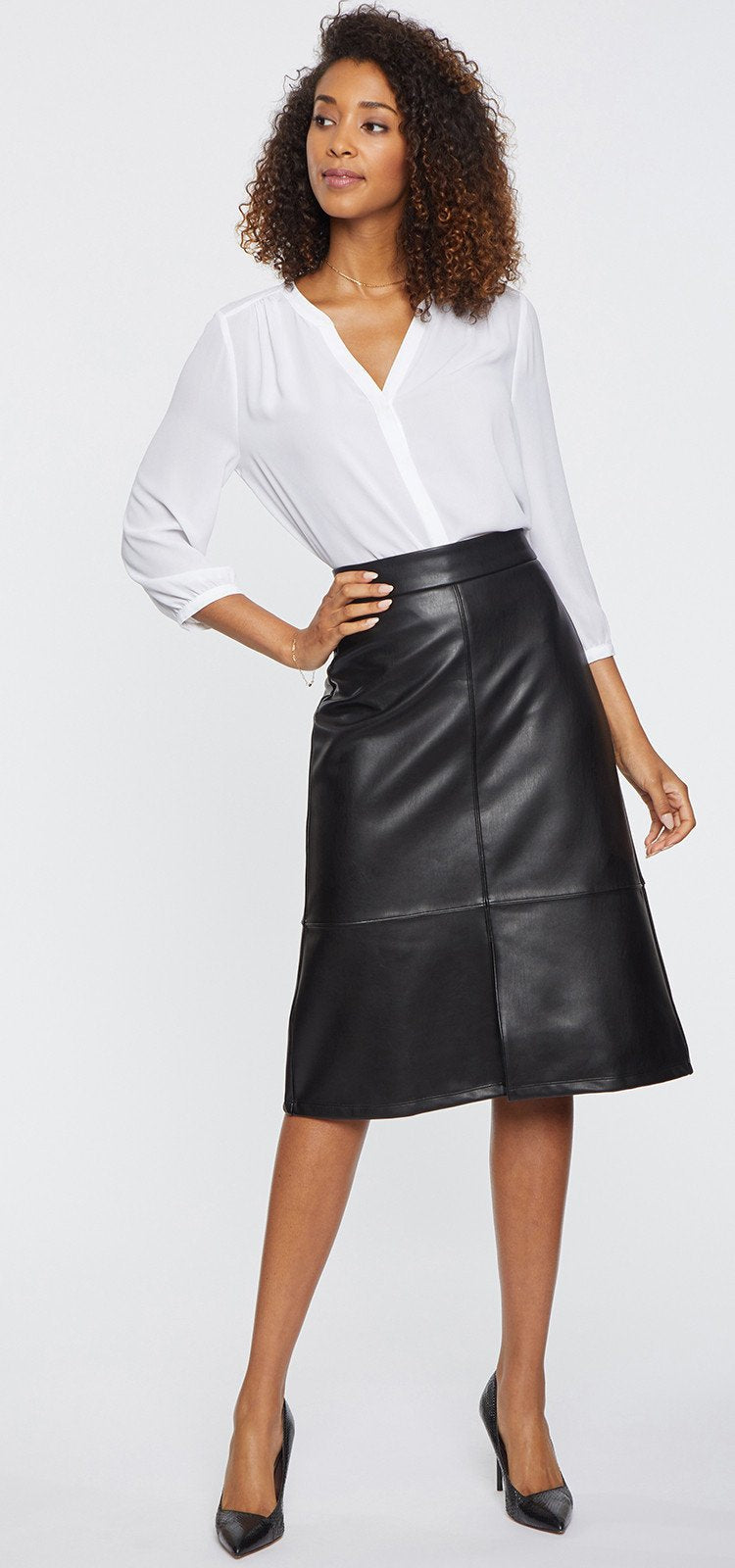 A-Line Skirt Black Faux Leather