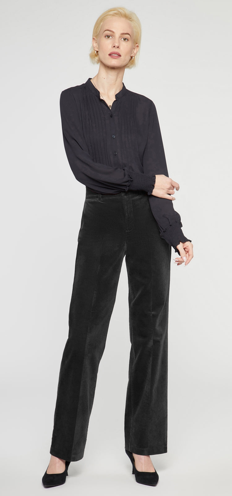 Wide-leg velvet trousers Black / Gray