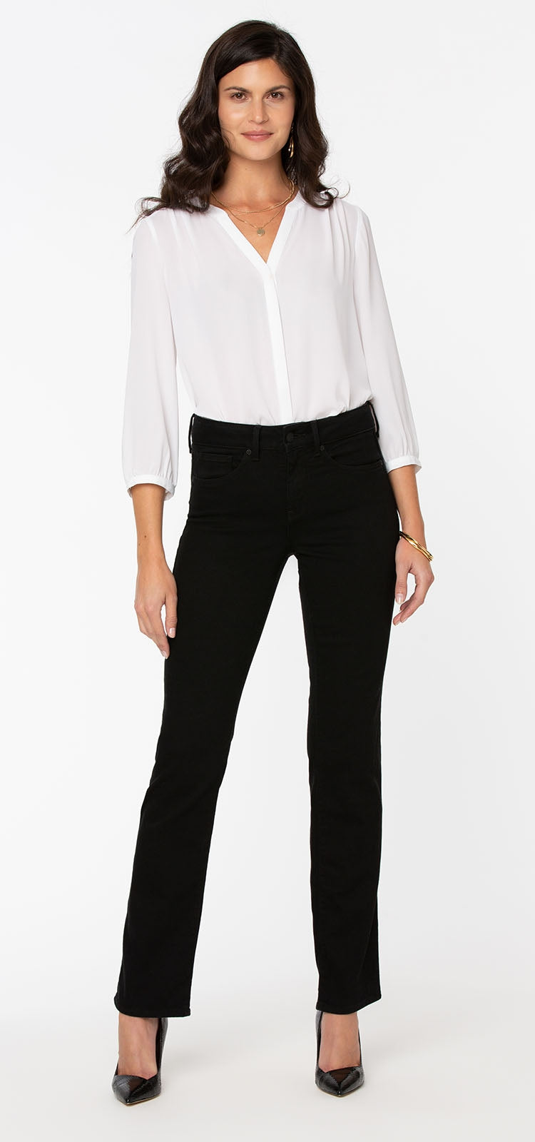 Marilyn Straight Jeans Black Premium Denim (Petite) | NYDJ – NYDJ UK